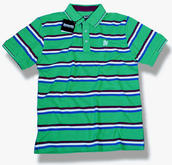View Item Lambretta Multi Horizontal Stripe Pique Polo Shirt Gree